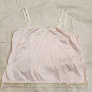 Vintage UNDERCOVER WEAR Cami Top Medium M Pink Cream Lace Lingerie Coquette